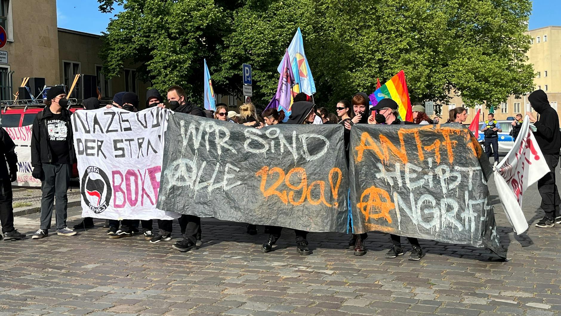 Linke Demonstranten zogen am Mittwochabend auch durch Berlin.