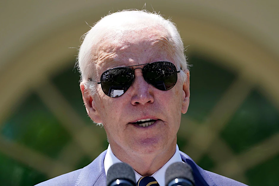 US-Präsident Joe Biden bei einem Pressetermin im Rosengarten des Weißen Hauses.  