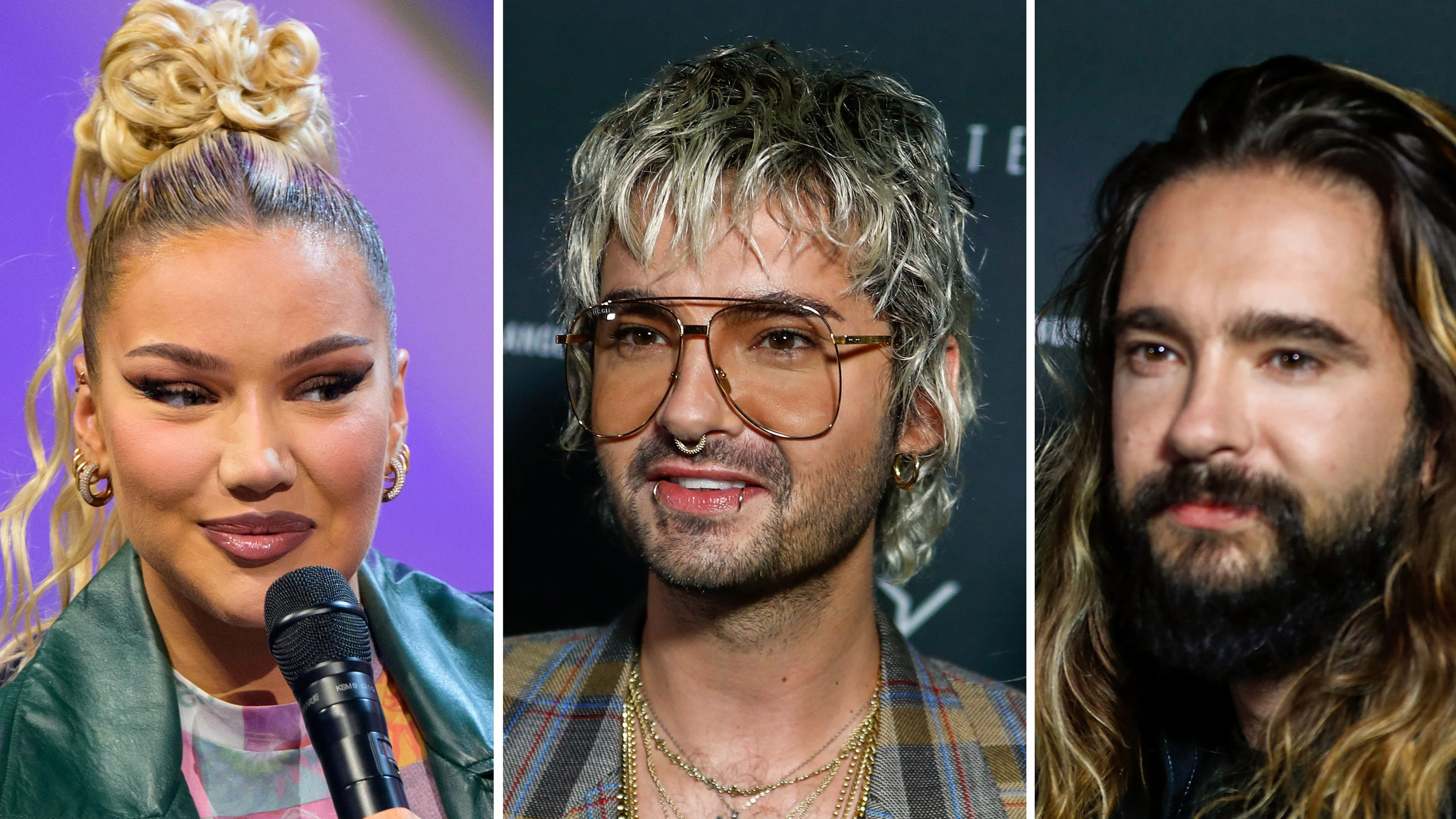 Die Rapperin Shirin David (v.l.n.r.) sowie die Musiker Bill und Tom Kaulitz sitzen in der neuen Jury von „The Voice of Germany“.