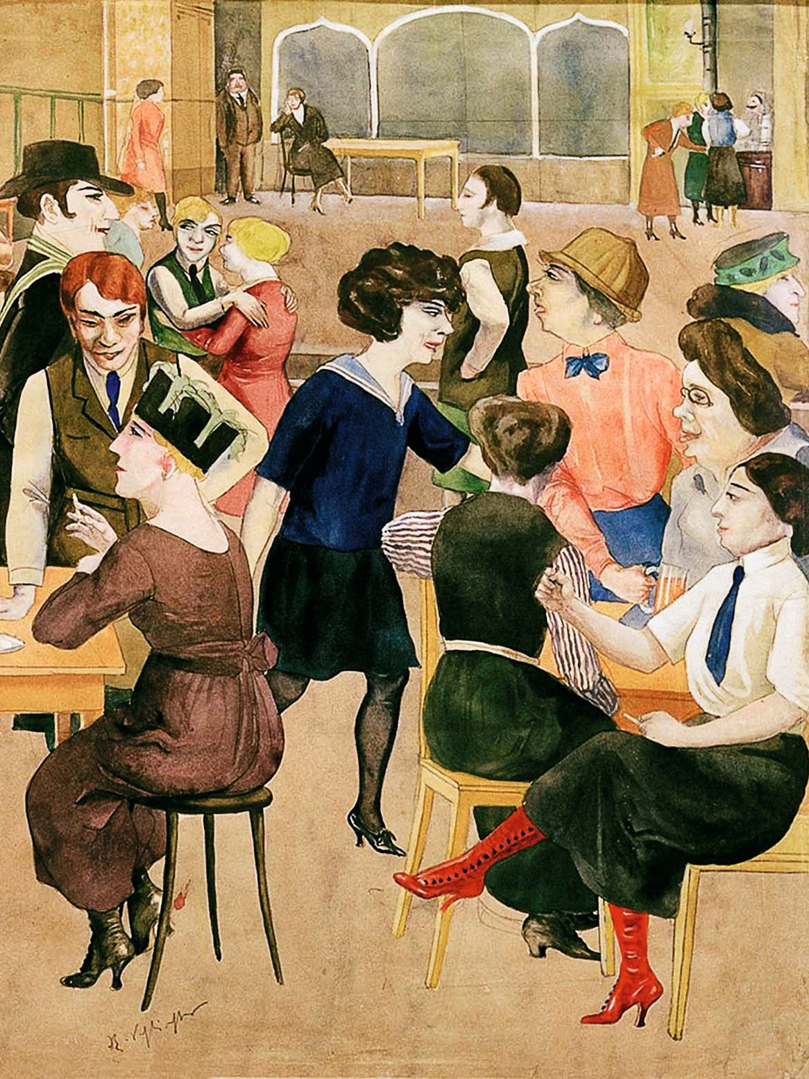 Da staunt der Herr am Eingang: 1925 verewigte Rudolf Schlichter den Toppkeller in seinem Bild „Damenkneipe“.