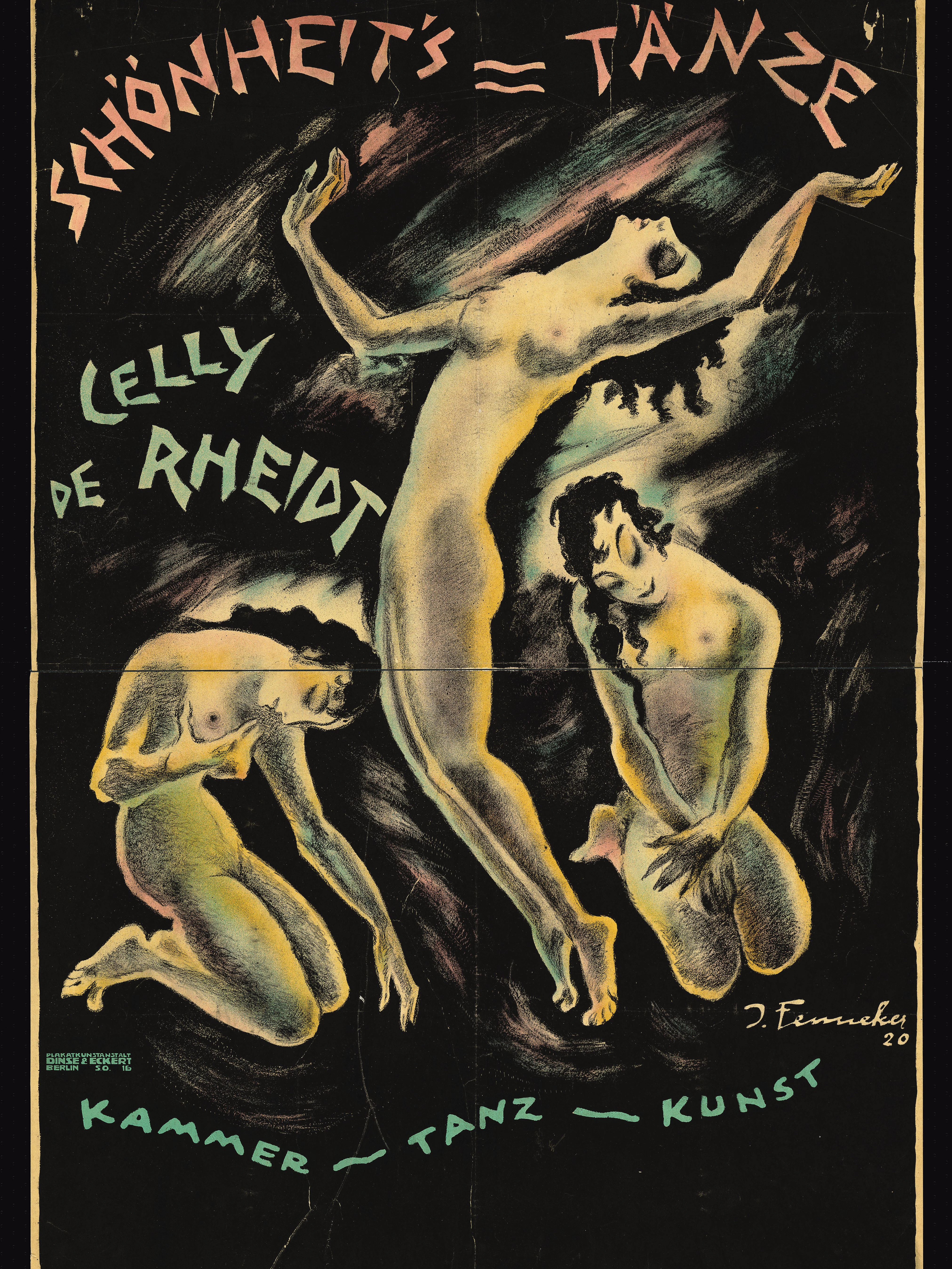 Das Ballett Celly de Rheidt erregte um 1920 in Berlin Aufsehen. Das Nackttanzplakat entwarf der Grafiker und Bühnenbildner Josef Fenneker.