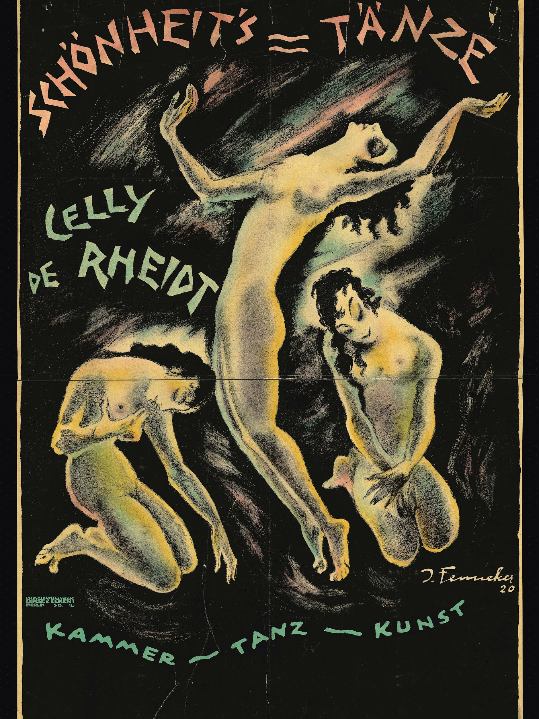 Das Ballett Celly de Rheidt erregte um 1920 in Berlin Aufsehen. Das Nackttanzplakat entwarf der Grafiker und Bühnenbildner Josef Fenneker.