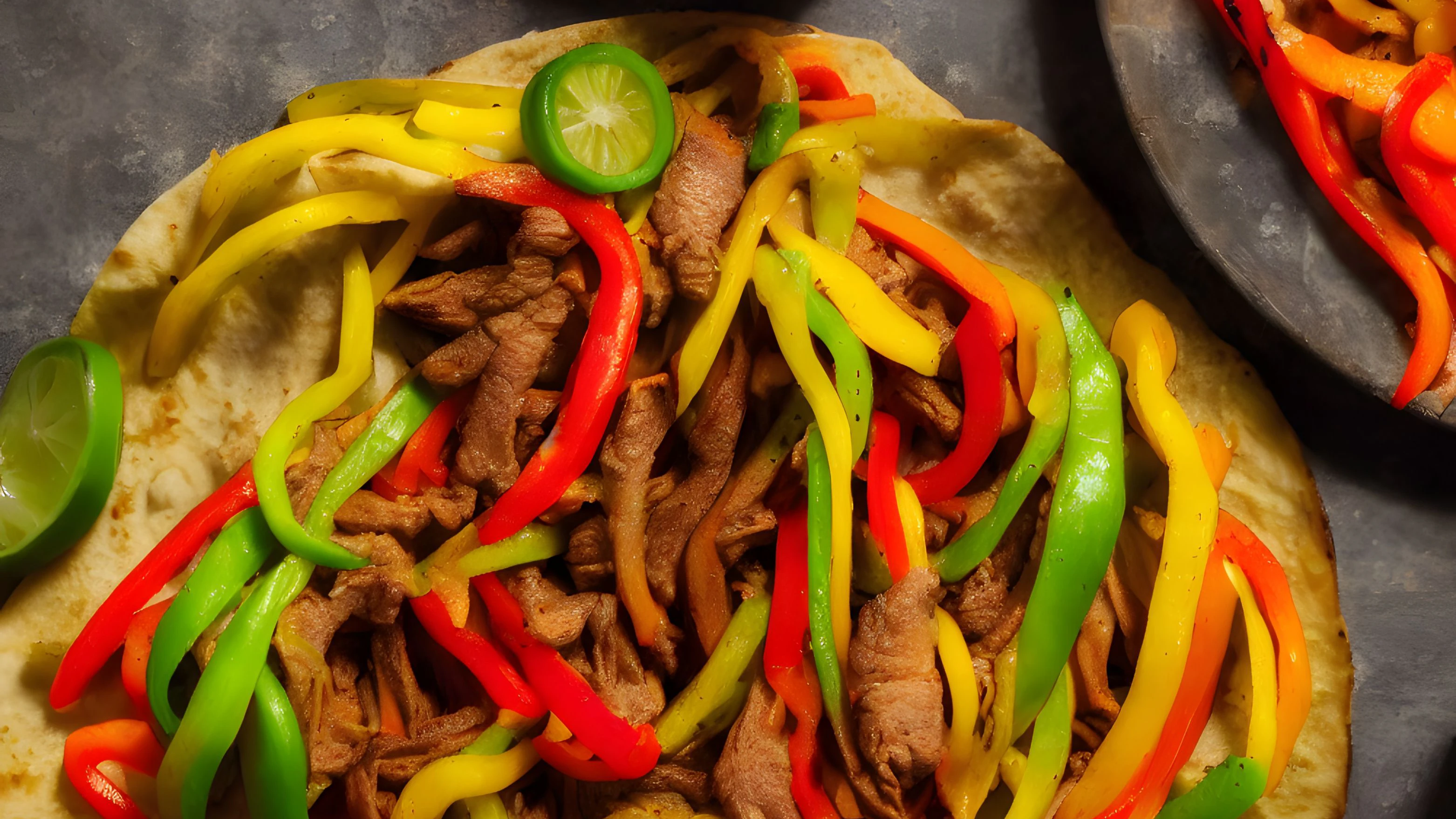 Die Hähnchen-Fajitas sind lecker gefüllt Wraps.