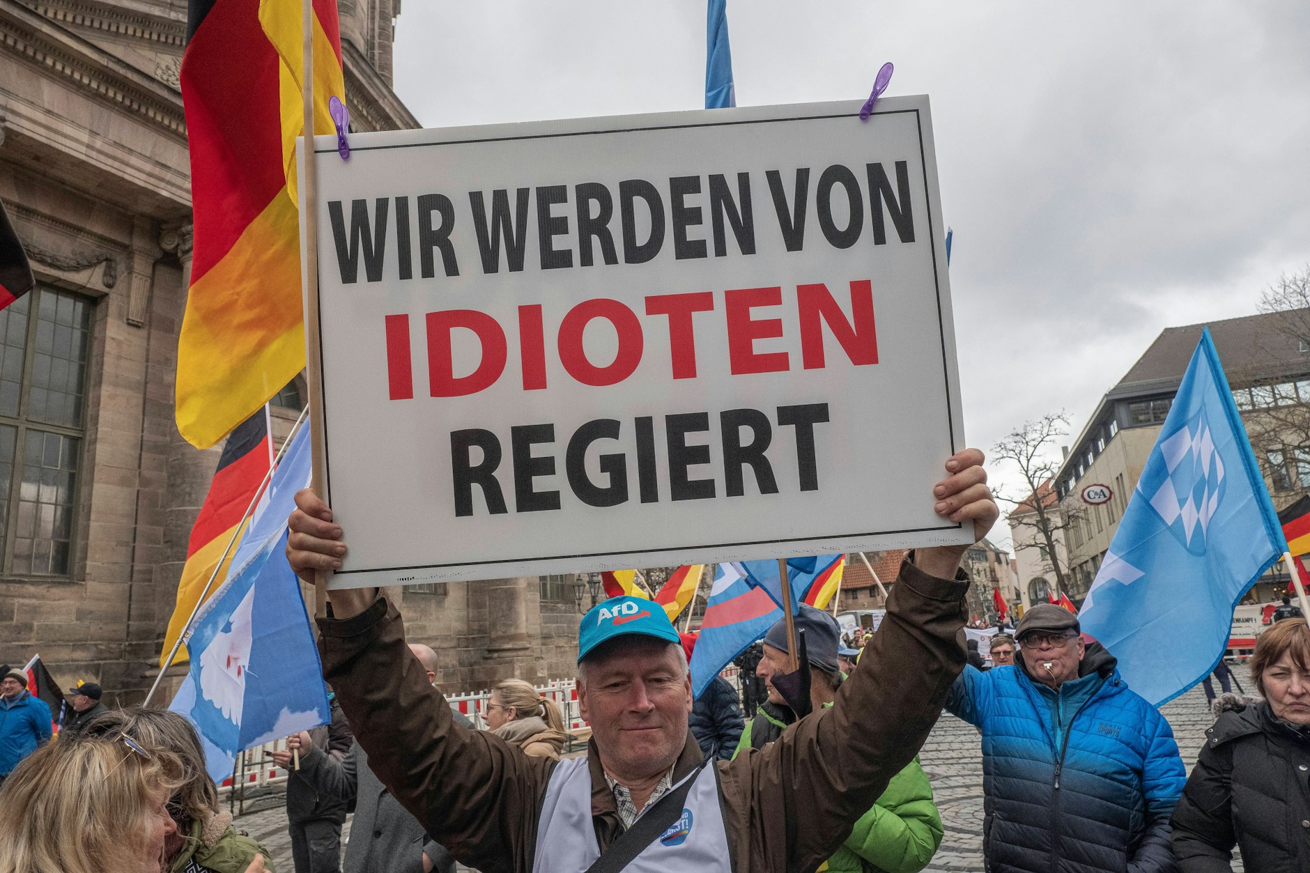 Teilnehmer auf einer AfD-Demo in Nürnberg.