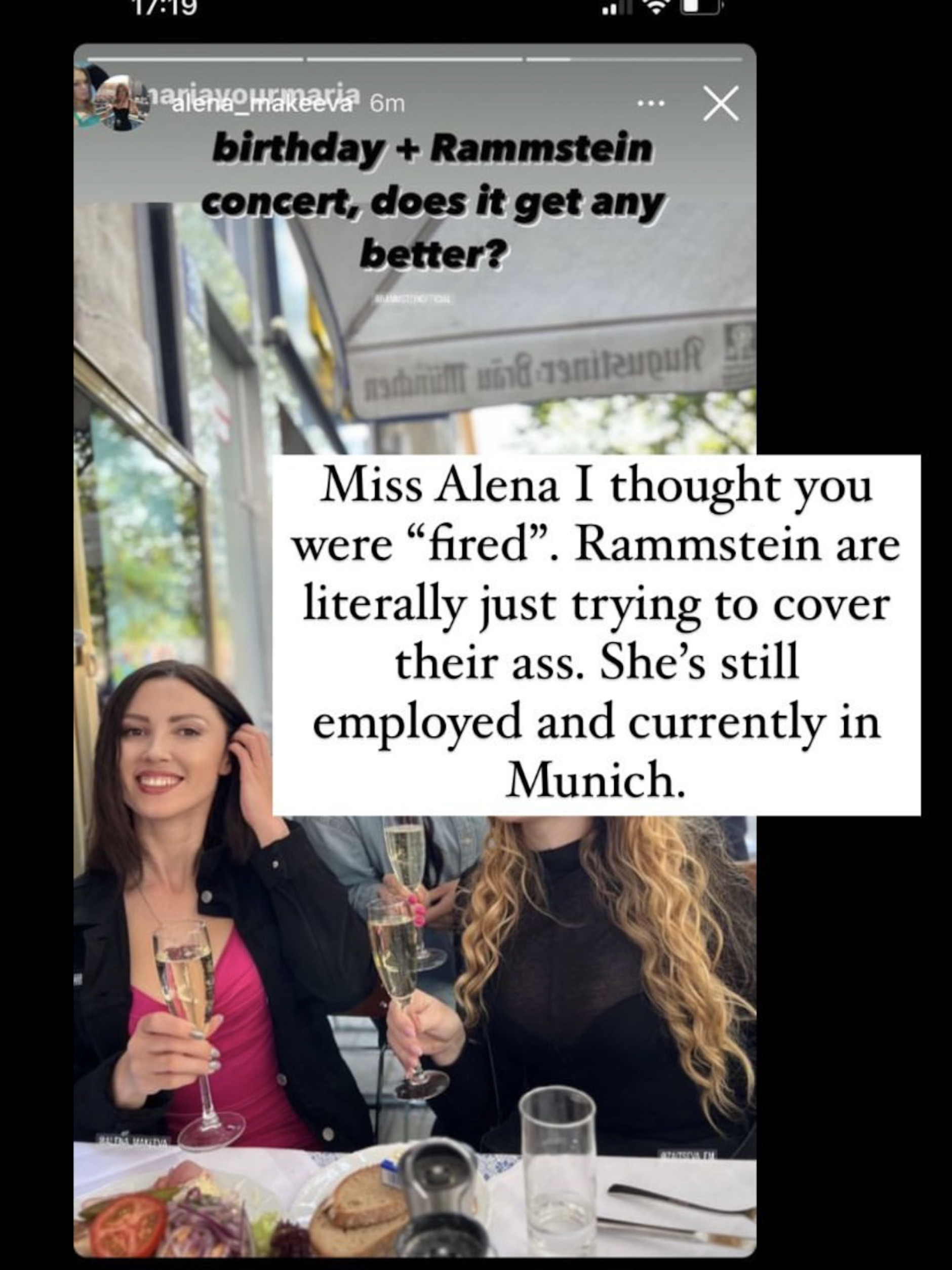 Alena Makeeva freut sich auf Instagram auf das Konzert in München.