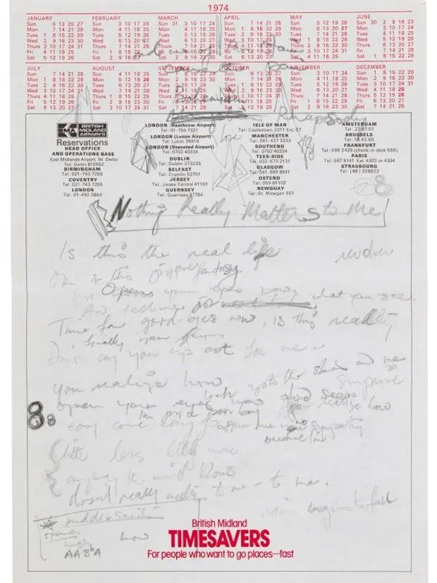 Eines von 15 Seiten des Manuskripts, das den Originaltext für „Bohemian Rhapsody“ verewigt