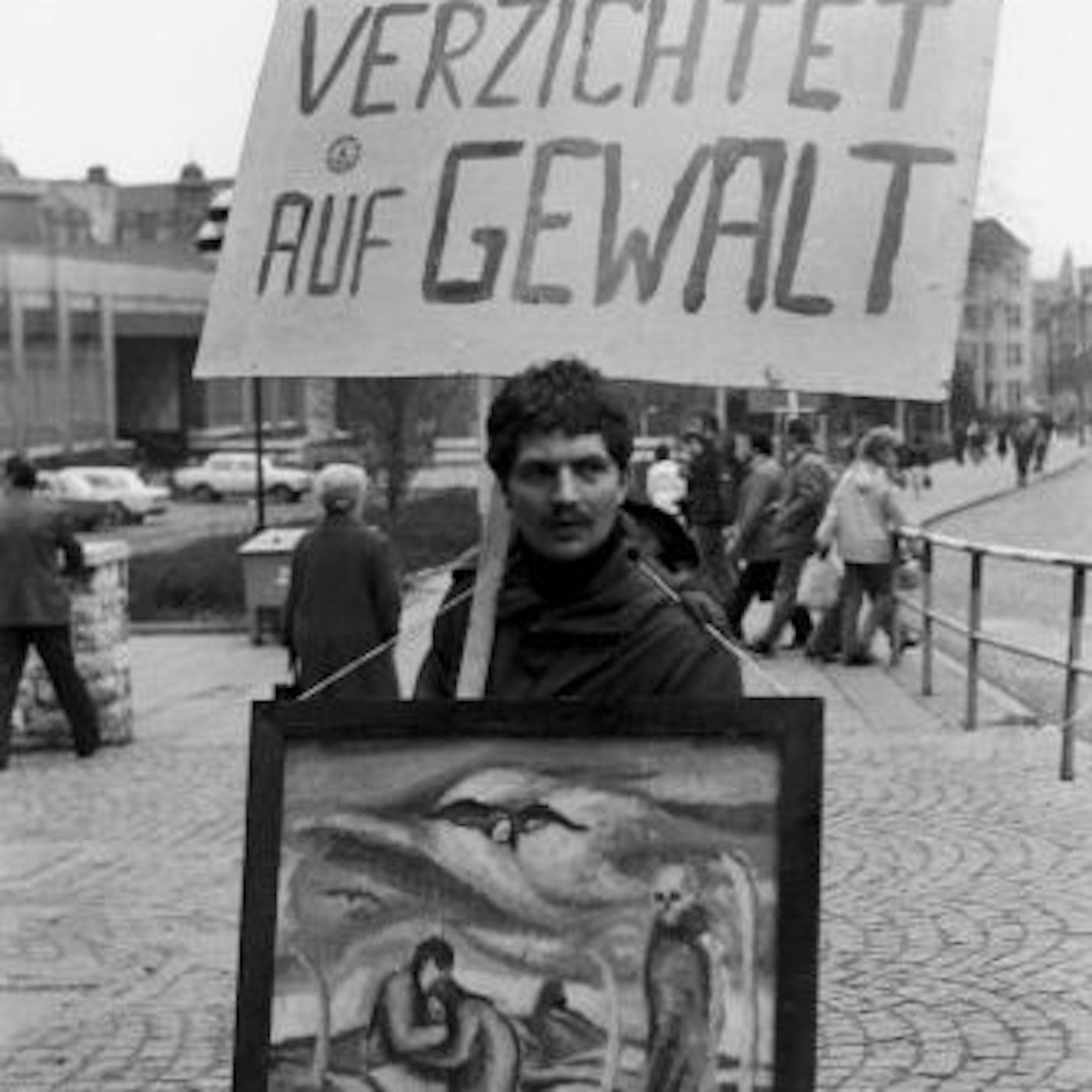 Roland Jahn auf der Demonstration in Jena (März 1983)