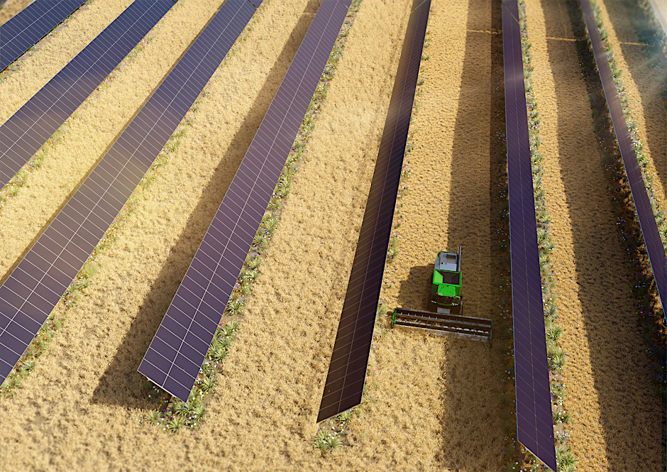 PV-Tracker: Die Solaranlagen eines Brandenburger Unternehmens richten sich nach der Sonne aus.