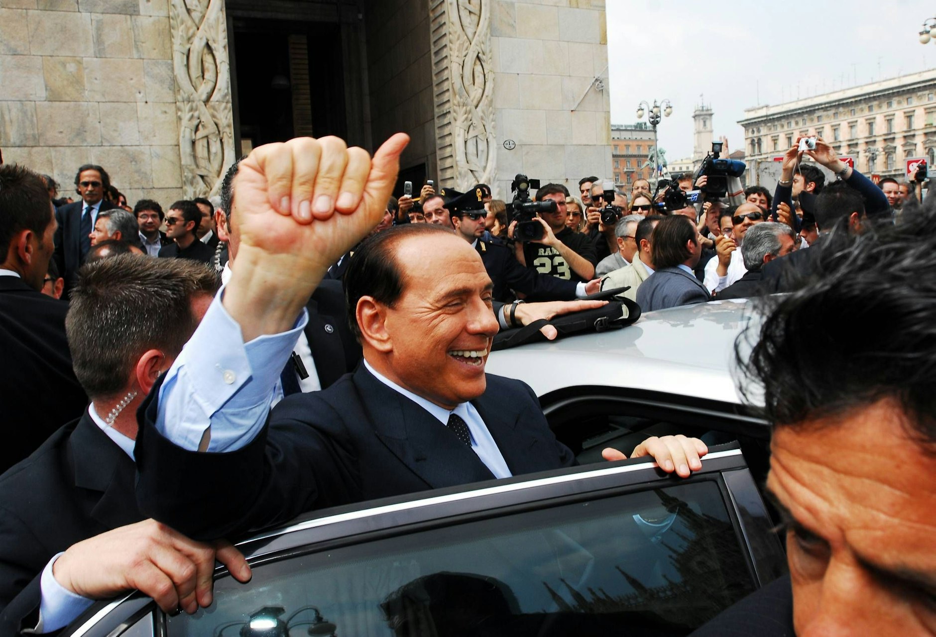 Silvio Berlusconi während einer Wahlkampfveranstaltung in Rom im Jahr 2004.