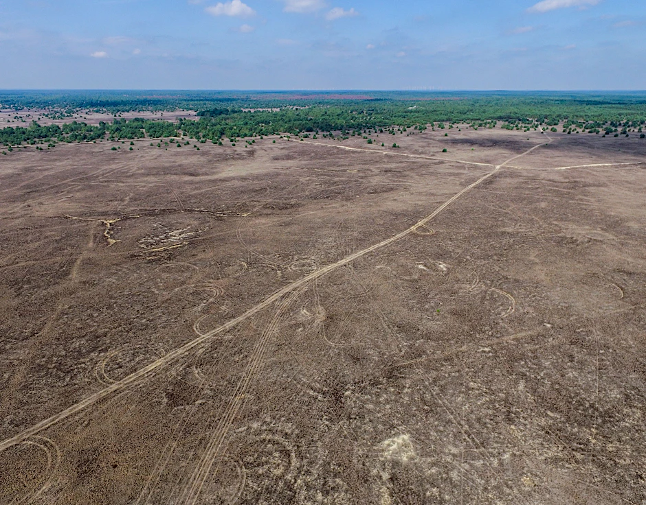 Dieses Luftbild vom Juni 2017 zeigt, dass die Lieberoser Heide schon lange die einzige Wüste Deutschlands ist.