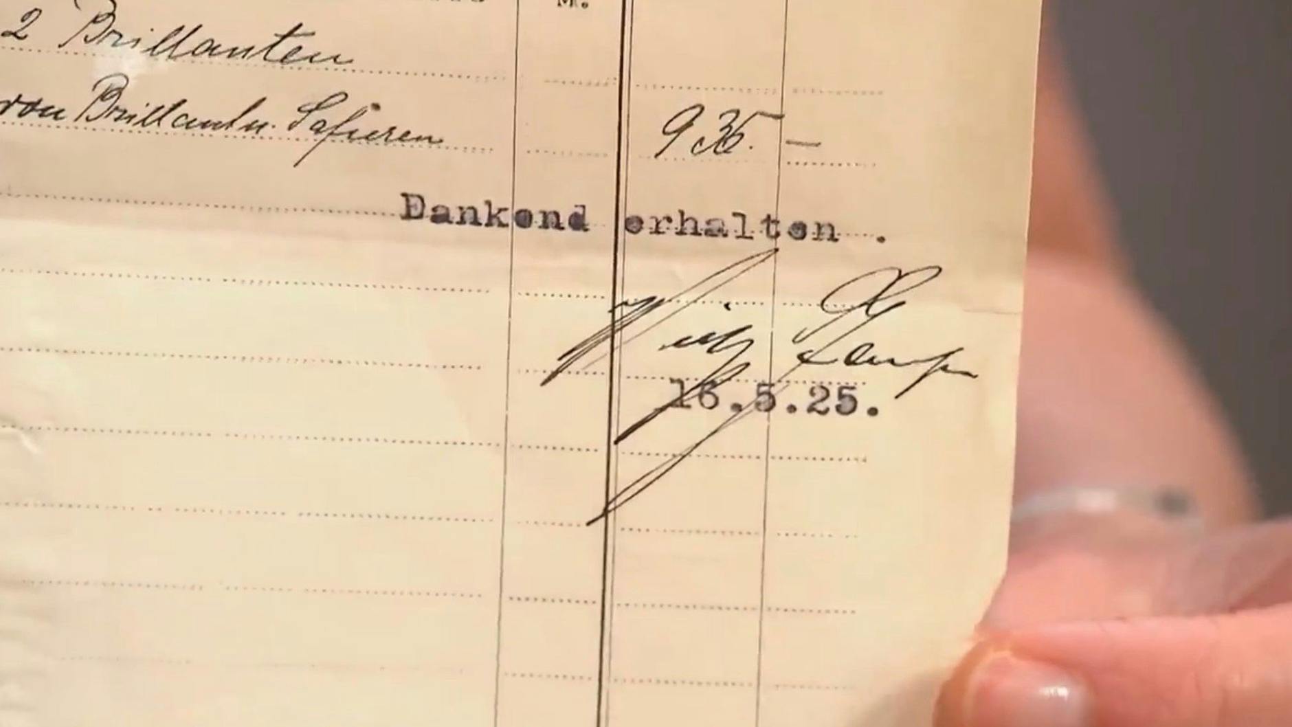 Die fast 100 Jahre alte Rechnung zur Brosche bei „Bares für Rares“ ist extrem gut erhalten.