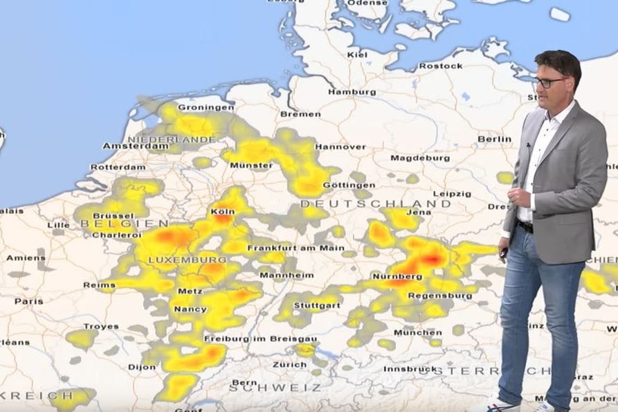 Die Karte zeigt, wo in Deutschland schwere Gewitter erwartet werden.