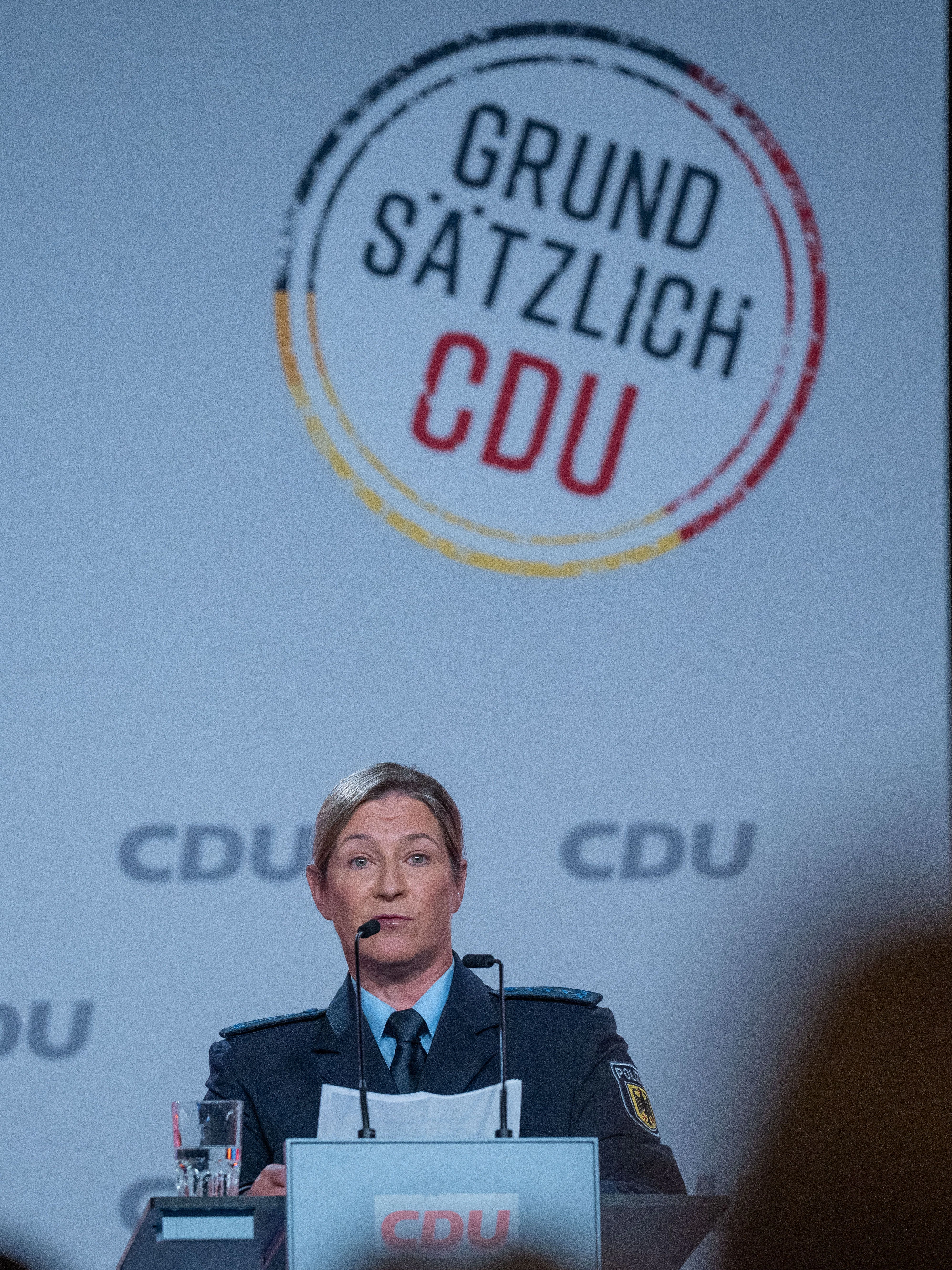 Claudia Pechstein bei ihrer Ansprache vor den CDU-Parteikonvent.