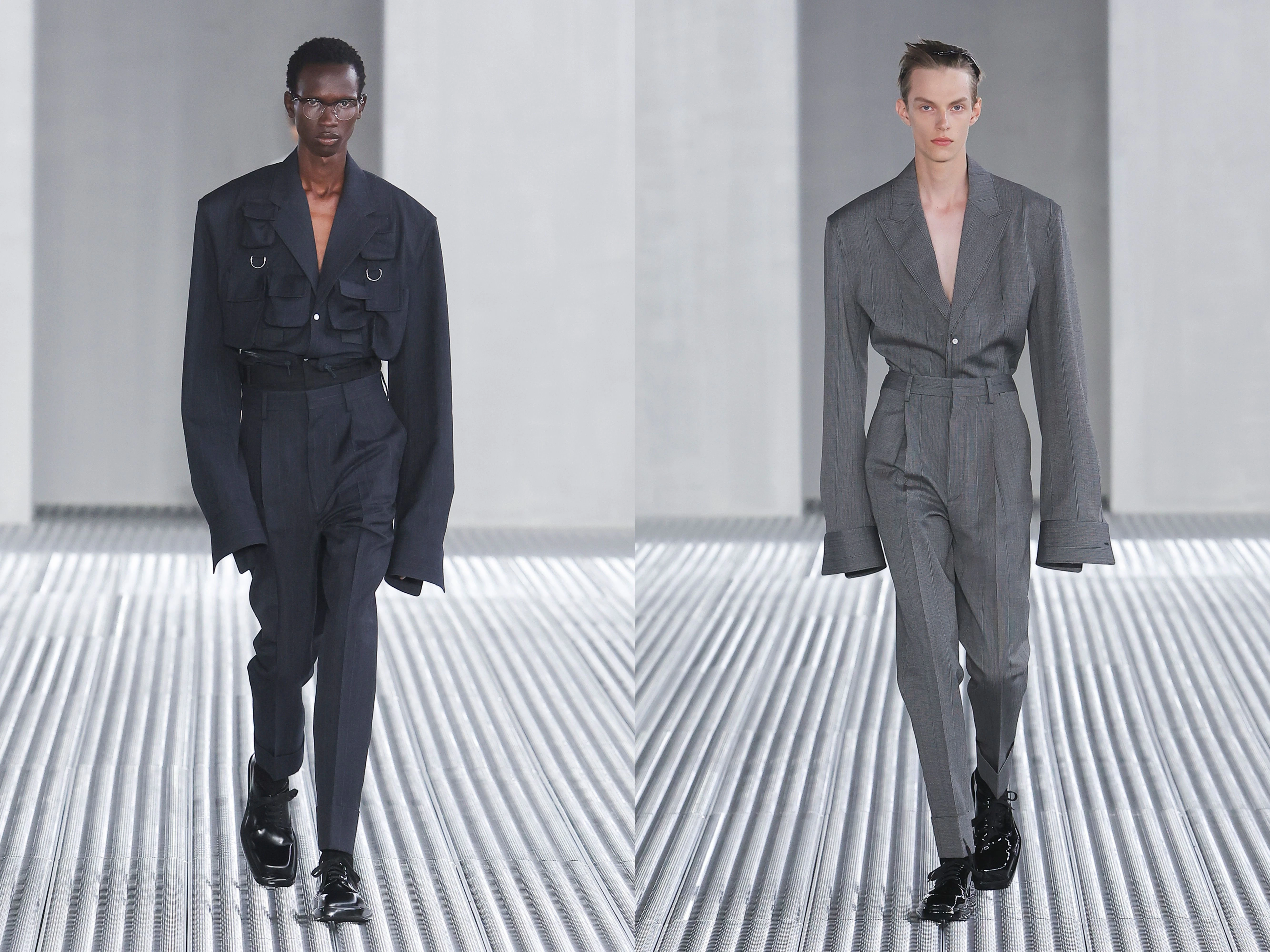 Das Hemd mit tiefem Reverskragen, ein genialer Twist in der Prada-Uniform