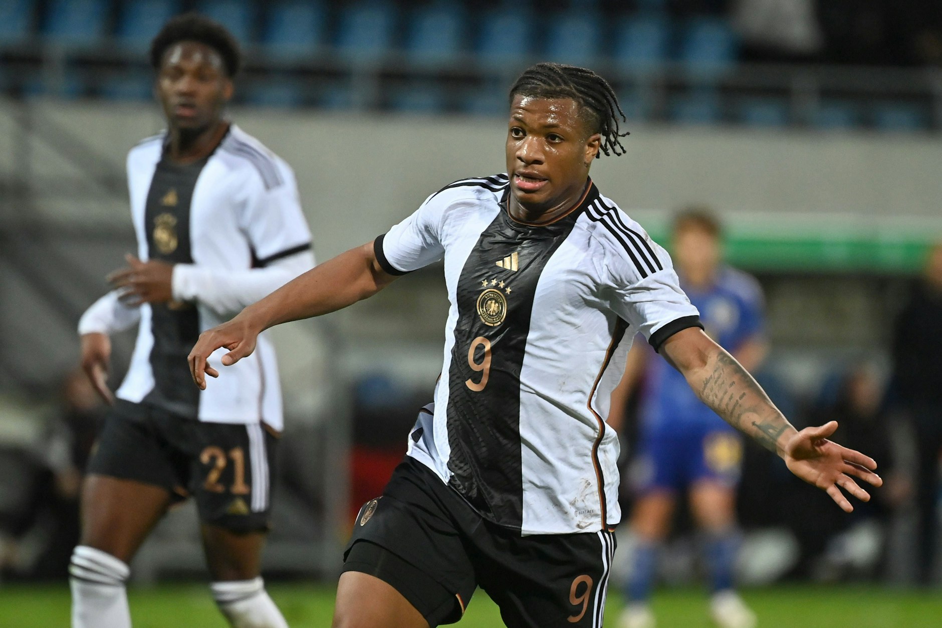 Hertha-Stürmer Jessic Ngankam nach seinem Debüt-Tor für die U21-Nationalmannschaft gegen Japan im März. 