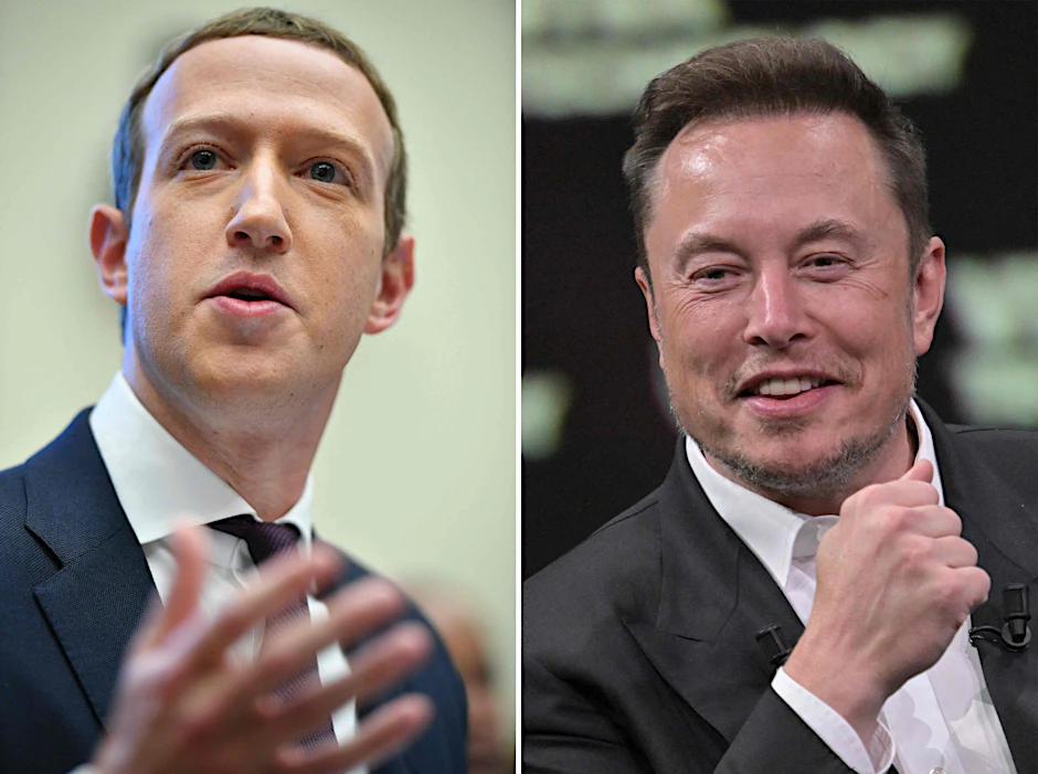 Mark Zuckerberg (l.) und Elon Musk (r.) wollen sich zu einem Zweikampf in Las Vegas treffen.
