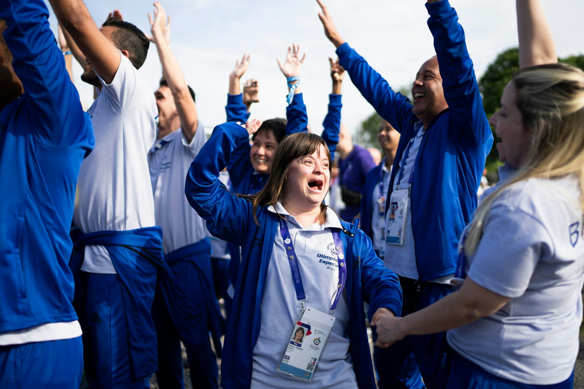 Das Team Brasilien vor der Eröffnungsfeier bei den Special Olympics in Berlin.