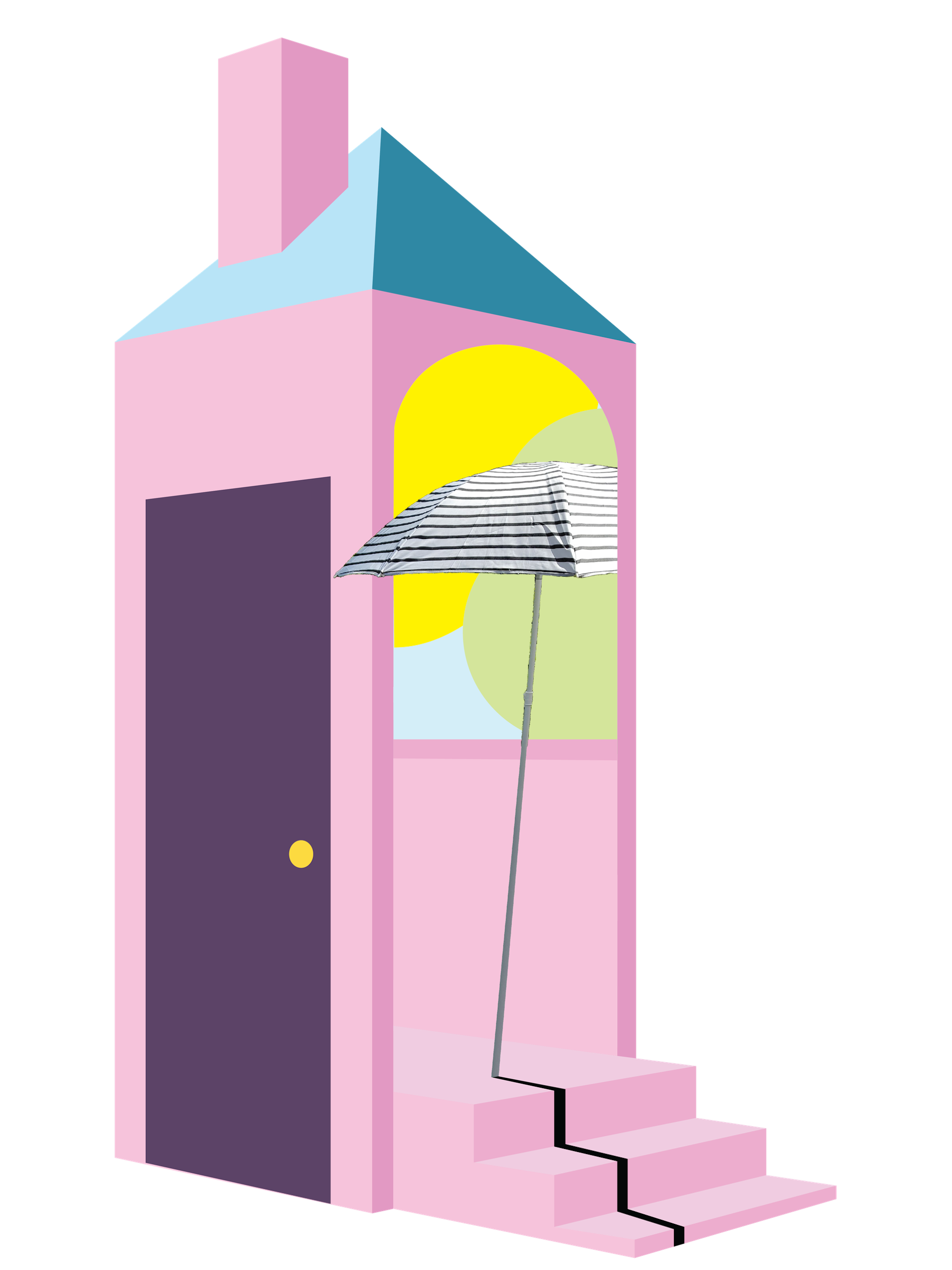 Auch Gestreift, aber günstiger: Der Sonnenschirm ist eine gute Alternative für die Markisen.