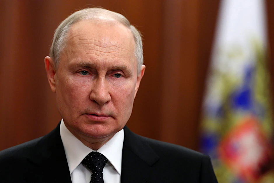 dpatopbilder - Wladimir Putin, Präsident von Russland, während einer Ansprache an die Nation.  emlin/AP/dpa