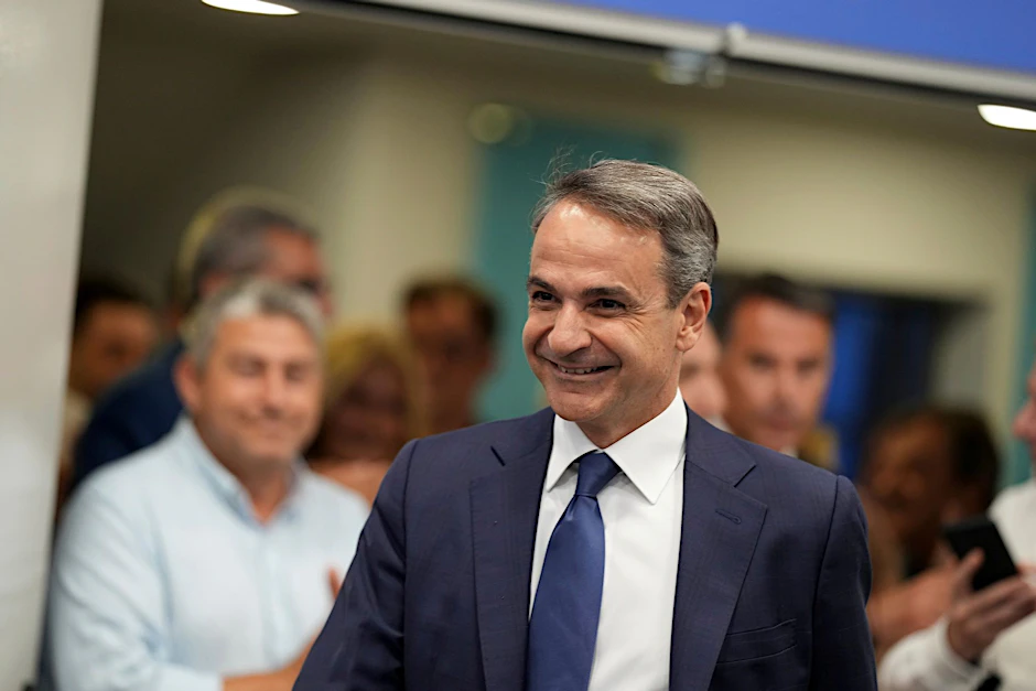 Kyriakos Mitsotakis ist Vorsitzender der konservativen Partei Nea Dimokratia.  