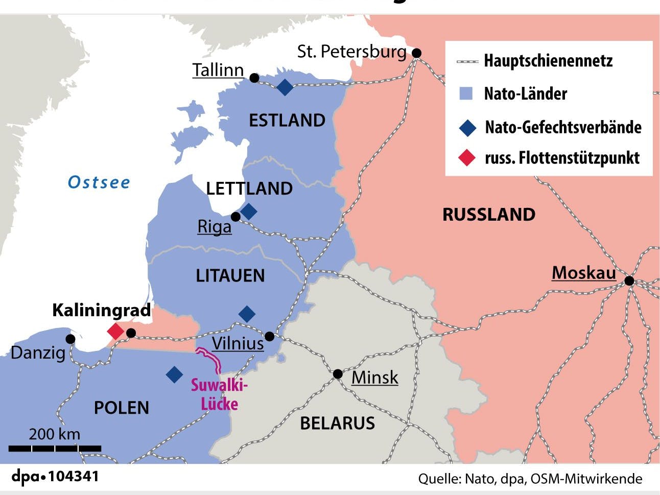 Das Nato- und EU-Land Litauen hat eine Grenze zu Russland – beim Gebiet Kaliningrad mit einem russischen Flottenhafen und Raketen, die Berlin erreichen können.