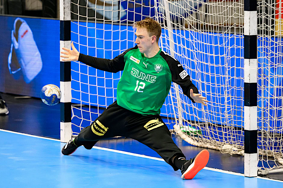 Der Berliner Torhüter Lasse Ludwig war bisher ein großer Rückhalt für die deutsche U21-Handball-Nationalmannschaft.
