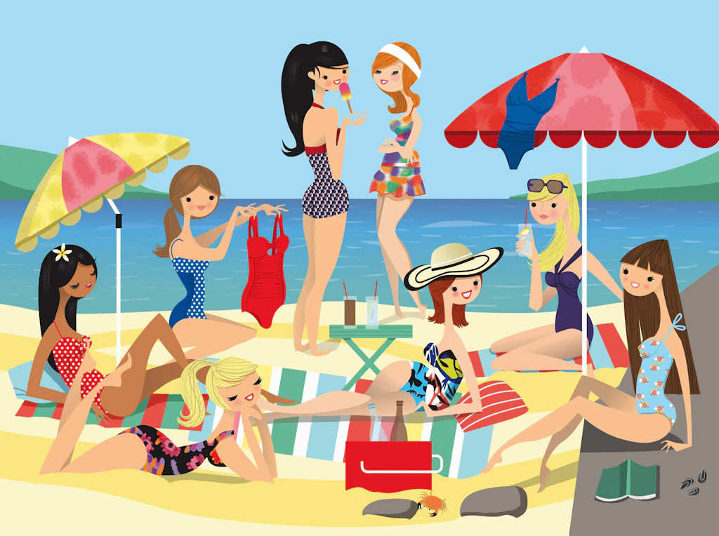 Menschen am Strand: Geh nicht so tief rein! Darf ich Pommes?