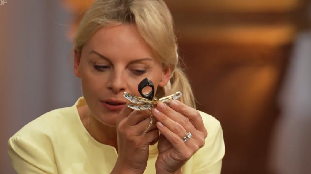 „Bares für Rares“-Händlerin Susanne Steiger ist sofort schockverliebt in die Libelle.