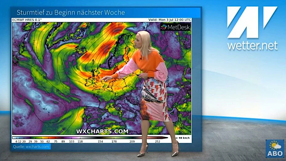 Die Wetter-Karte ist knallbunt. Wetter-Expertin  Kathy Schrey erklärt, was da auf uns zu kommt.