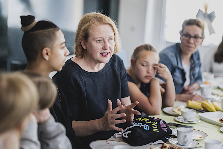 Bundesfamilienministerin Lisa Paus (Grüne) besucht die Kinder-Oase der Tafel in Nauen.