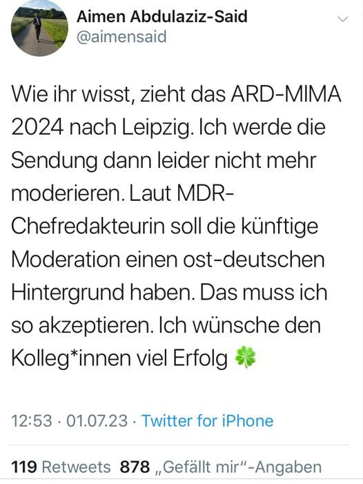 Diesen Tweet postete der Moderator&nbsp;Aimen Abdulaziz-Said.