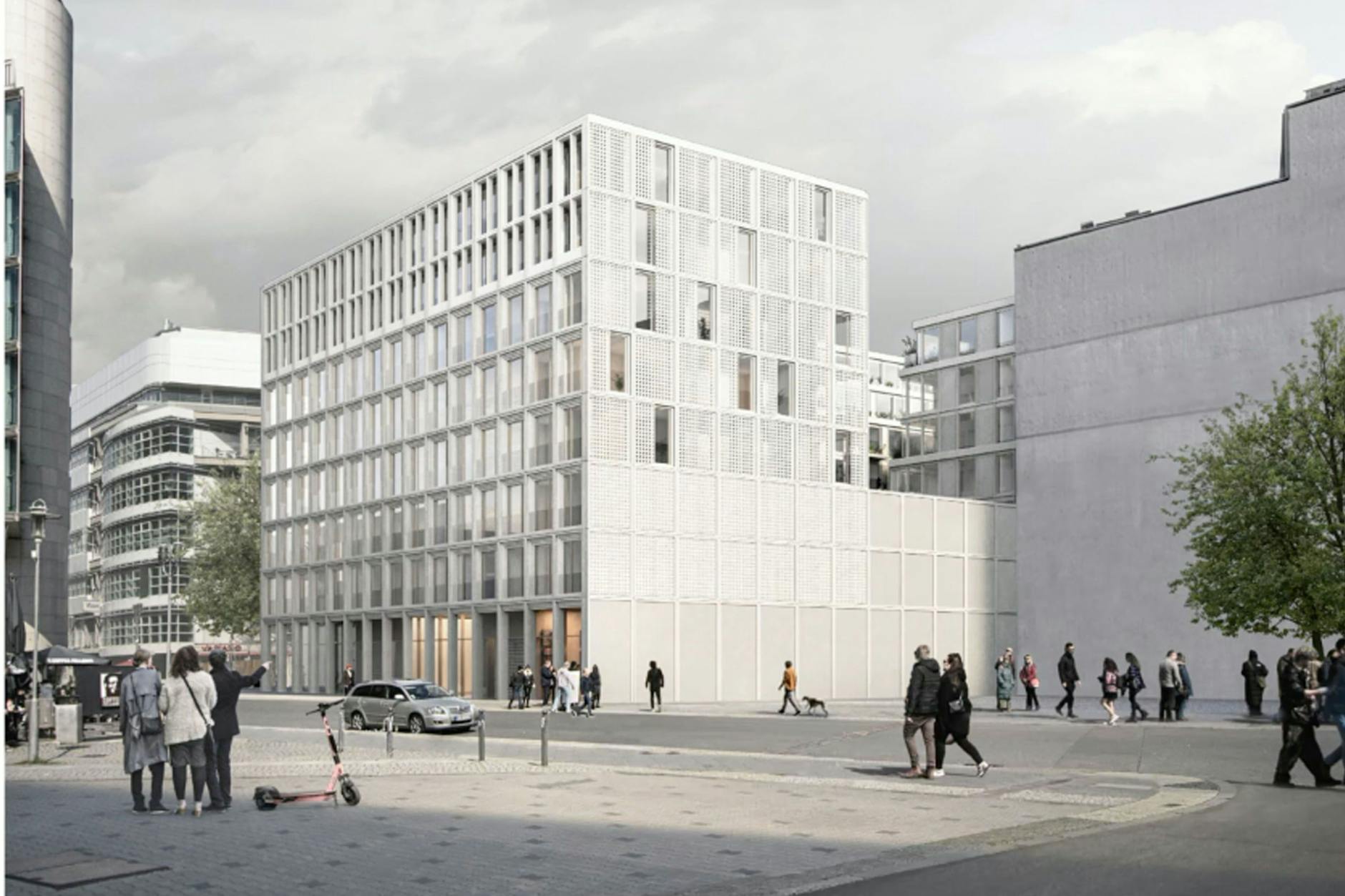 Wettbewerbssieger: So stellt sich das Büro Schneider Schumacher das geplante Wohnhaus neben dem Bildungs- und Erinnerungsort am Checkpoint Charlie vor.