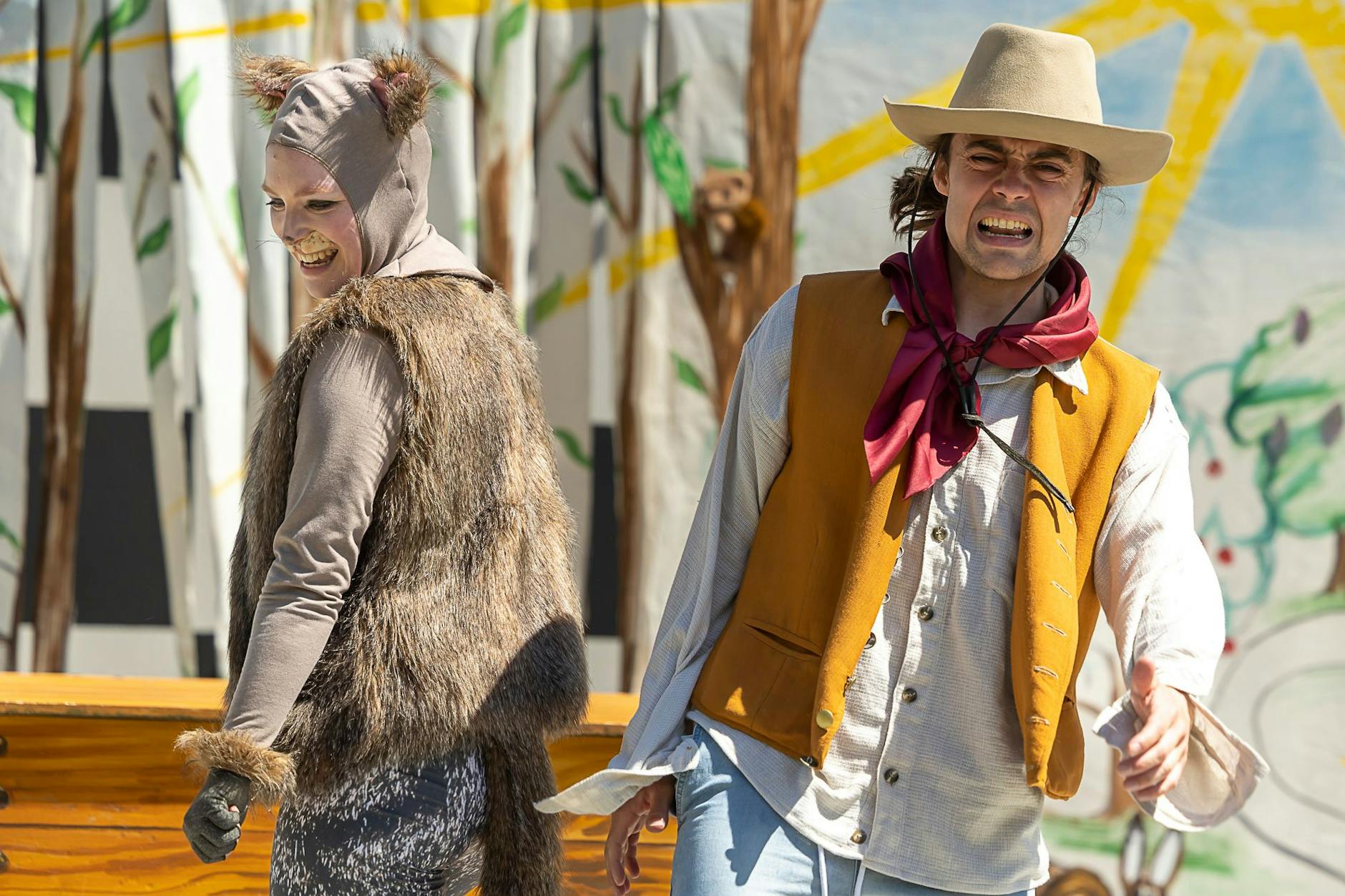 Yasmin Dengg und Philipp Rosenthal in dem Stück „Die gestiefelte Katerina“, das am 8. Juli im Theater Plauen-Zwickau Premiere hat.