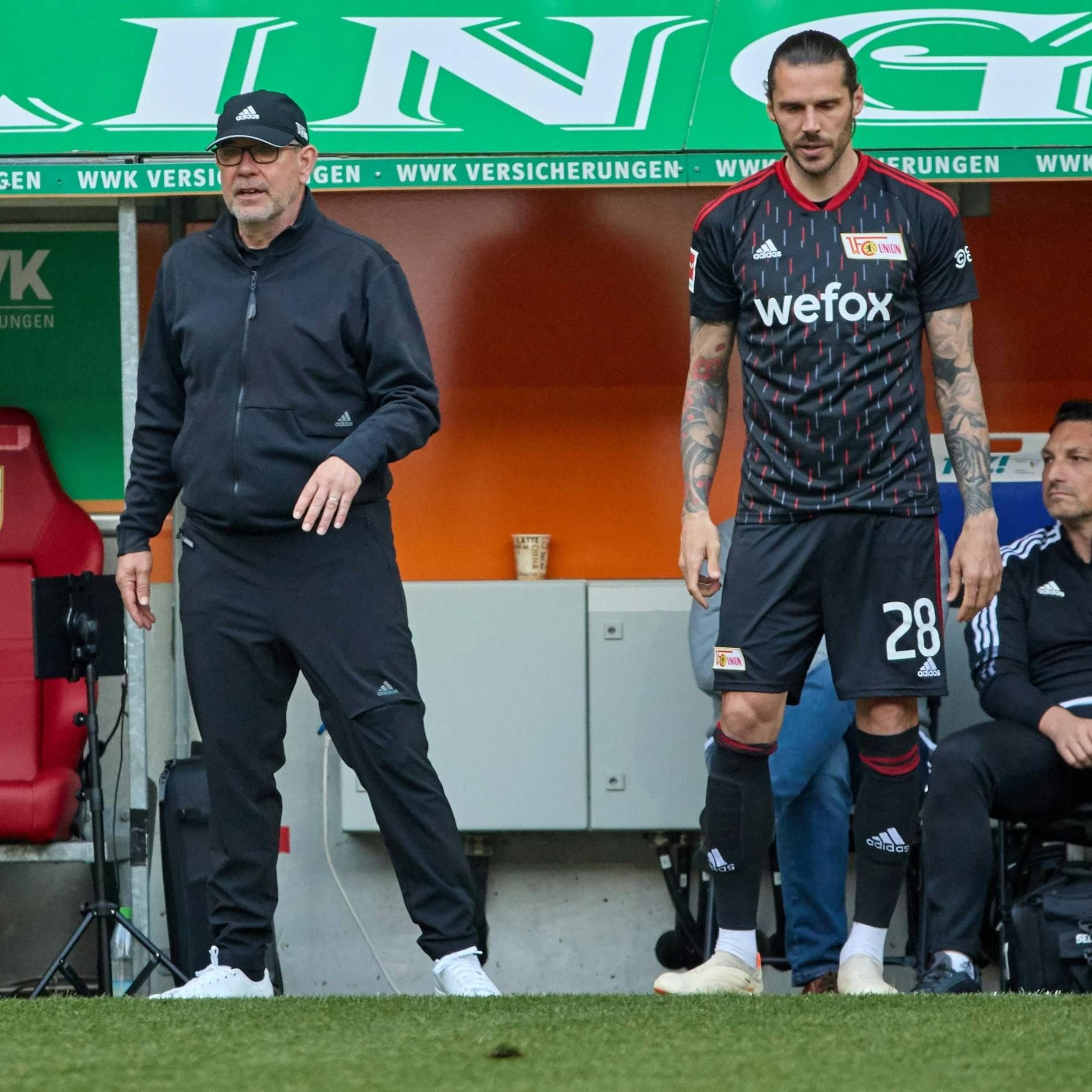 Unions Trainer Urs Fischer und Kapitän Christopher Trimmel. 