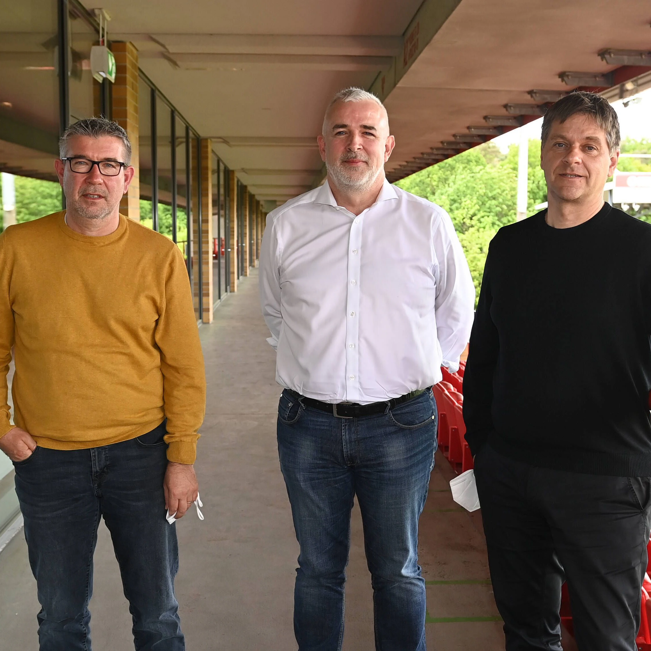 Trainer Urs Fischer, Präsident Dirk Zingler und Manager Oliver Ruhnert (v. l.) haben aus dem 1. FC Union einen Topverein der Bundesliga gemacht.