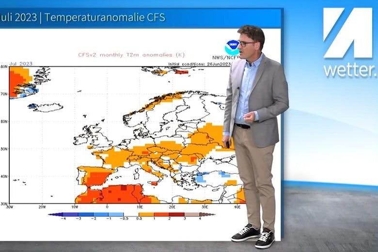 Nanu! Laut Wetter-Modell soll es plötzlich kein viel zu heißer Juli mehr werden, erklärt Wetter-Experte Dominik Jung.