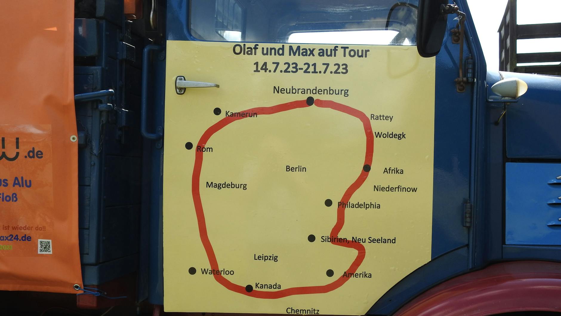 Die Route, die in einer Woche gefahren werden soll. Wenn es länger dauert, ist es auch nicht schlimm. Ein zusätzlicher Stopp wird auch in Jerichow eingelegt.