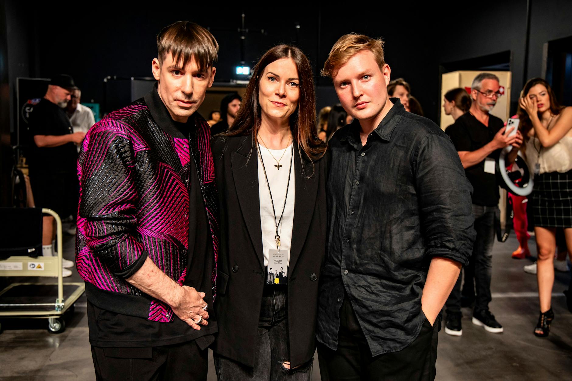 Kilian Kerner, Rebekka Ruétz und Danny Reinke (von links) präsentierten ihre neuen Kollektionen am Dienstag.