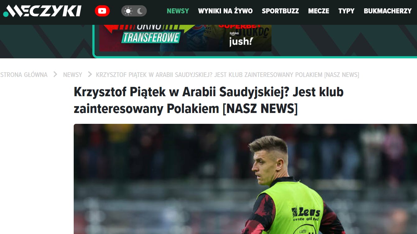 So berichtet das polnische Internet-Portal Meczyki über das Interesse des saudi-arabischen Klubs Khaleej FC an Krzysztof Piatek.