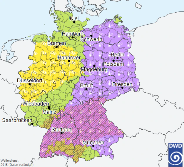 Hitzewarnung: Halb Deutschland leuchtet lila