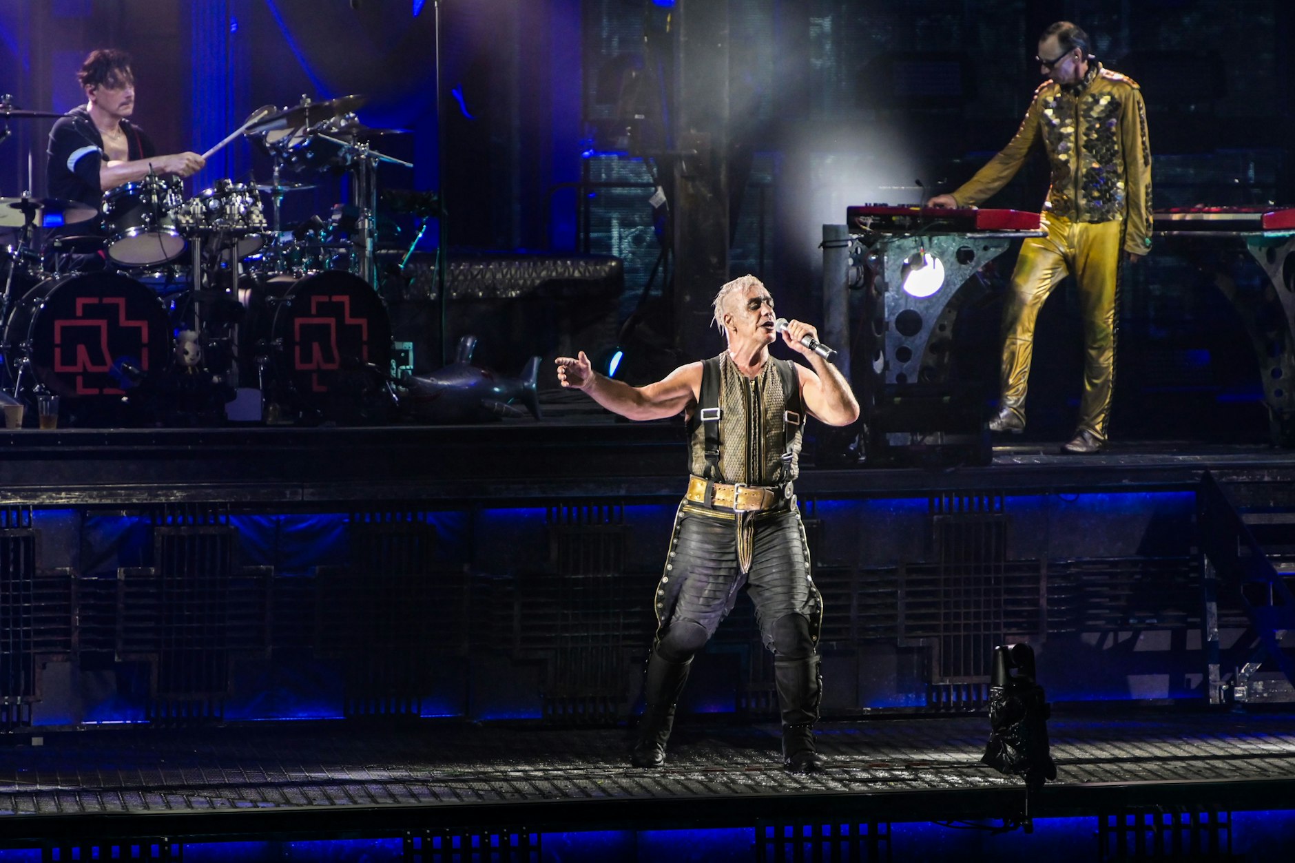 Schlagzeuger Christoph Schneider (l.), Sänger Till Lindemann (M.) und Keyboarder Flake