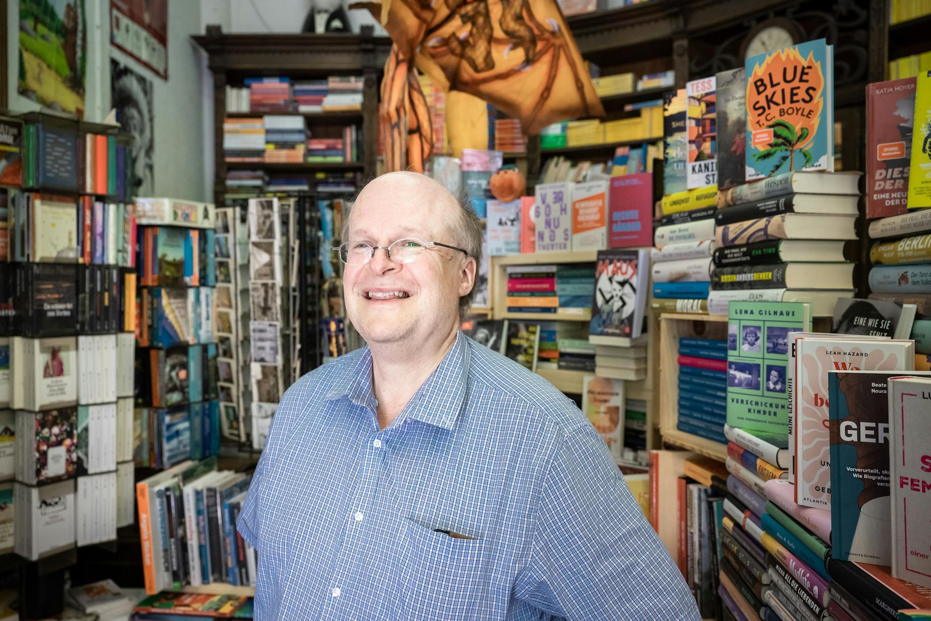 Harald Kirchner in der Buchhandlung Ludwig Wilde nicht weit vom Südstern