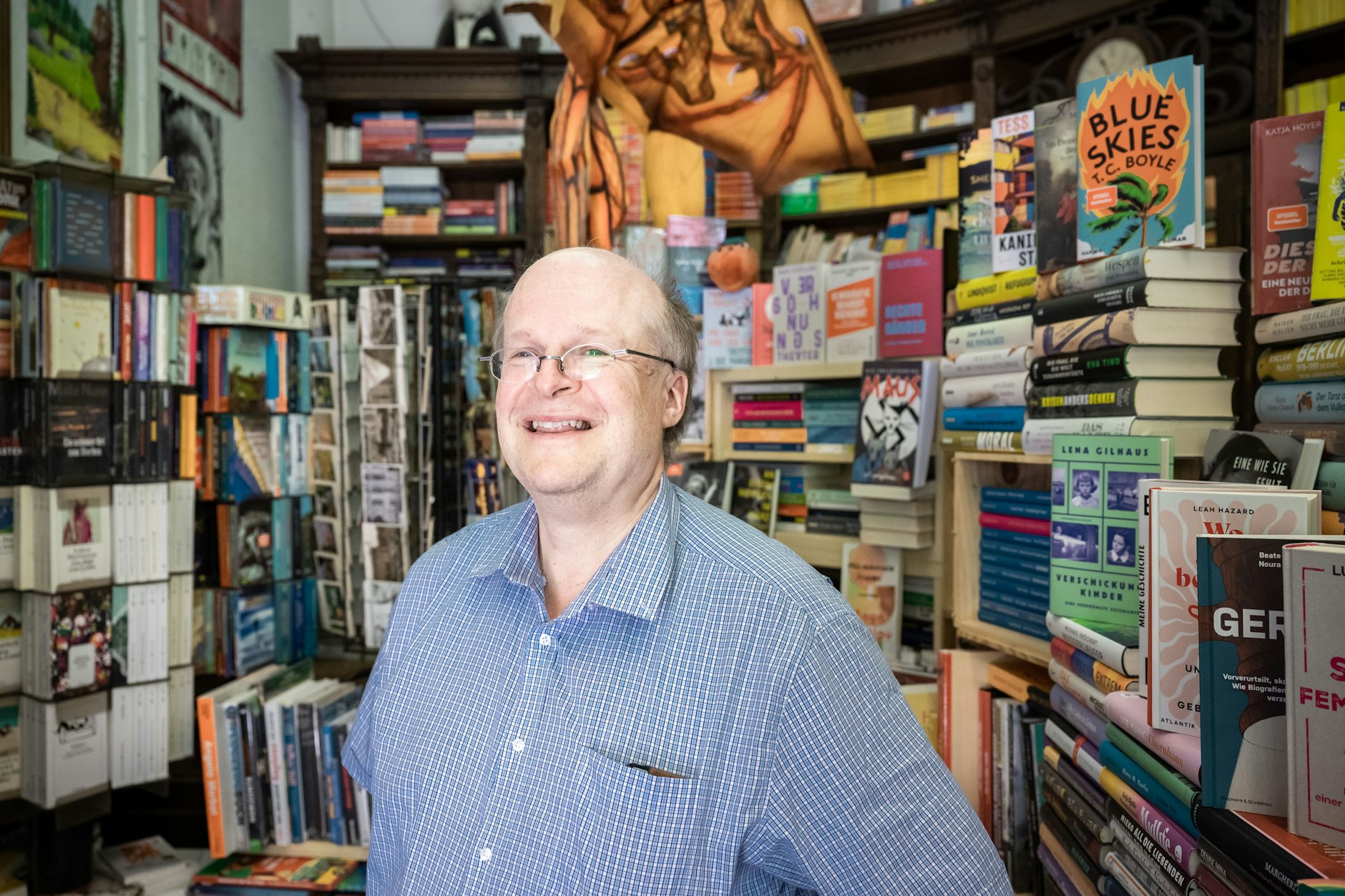 Harald Kirchner in der Buchhandlung Ludwig Wilde nicht weit vom Südstern