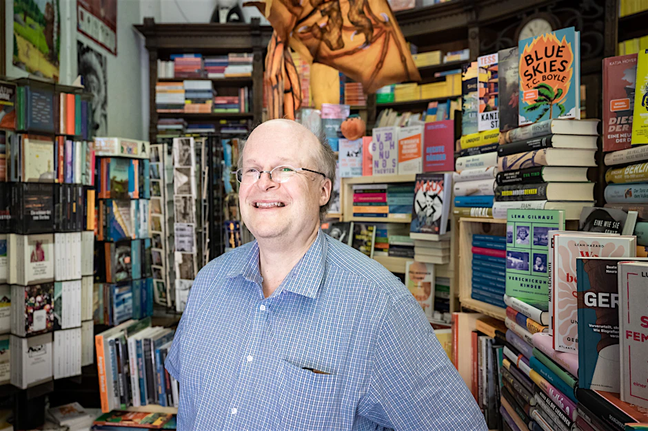 Harald Kirchner in der Buchhandlung Ludwig Wilde nicht weit vom Südstern