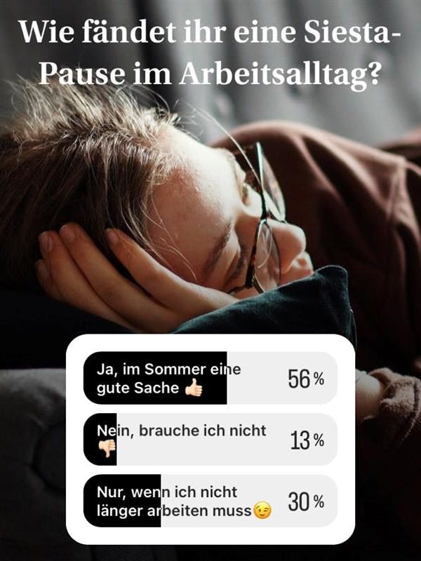Umfrage der Berliner Zeitung auf Instagram zur Siesta