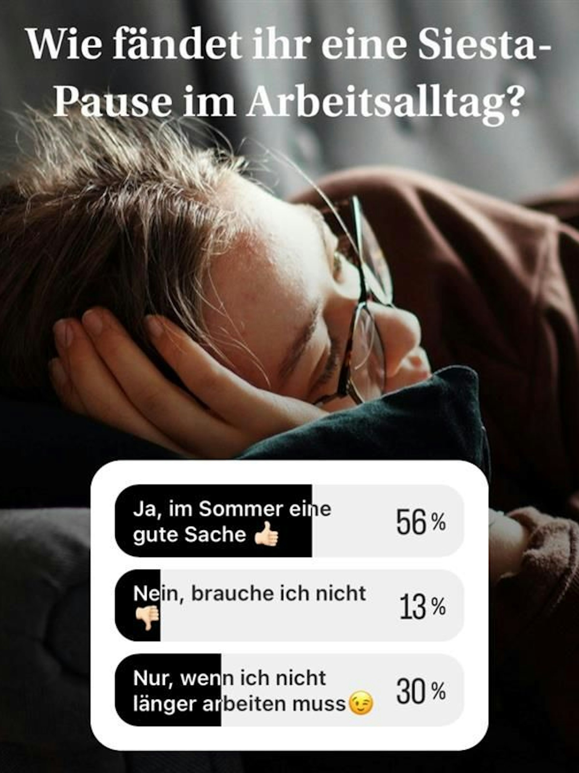 Umfrage der Berliner Zeitung auf Instagram zur Siesta