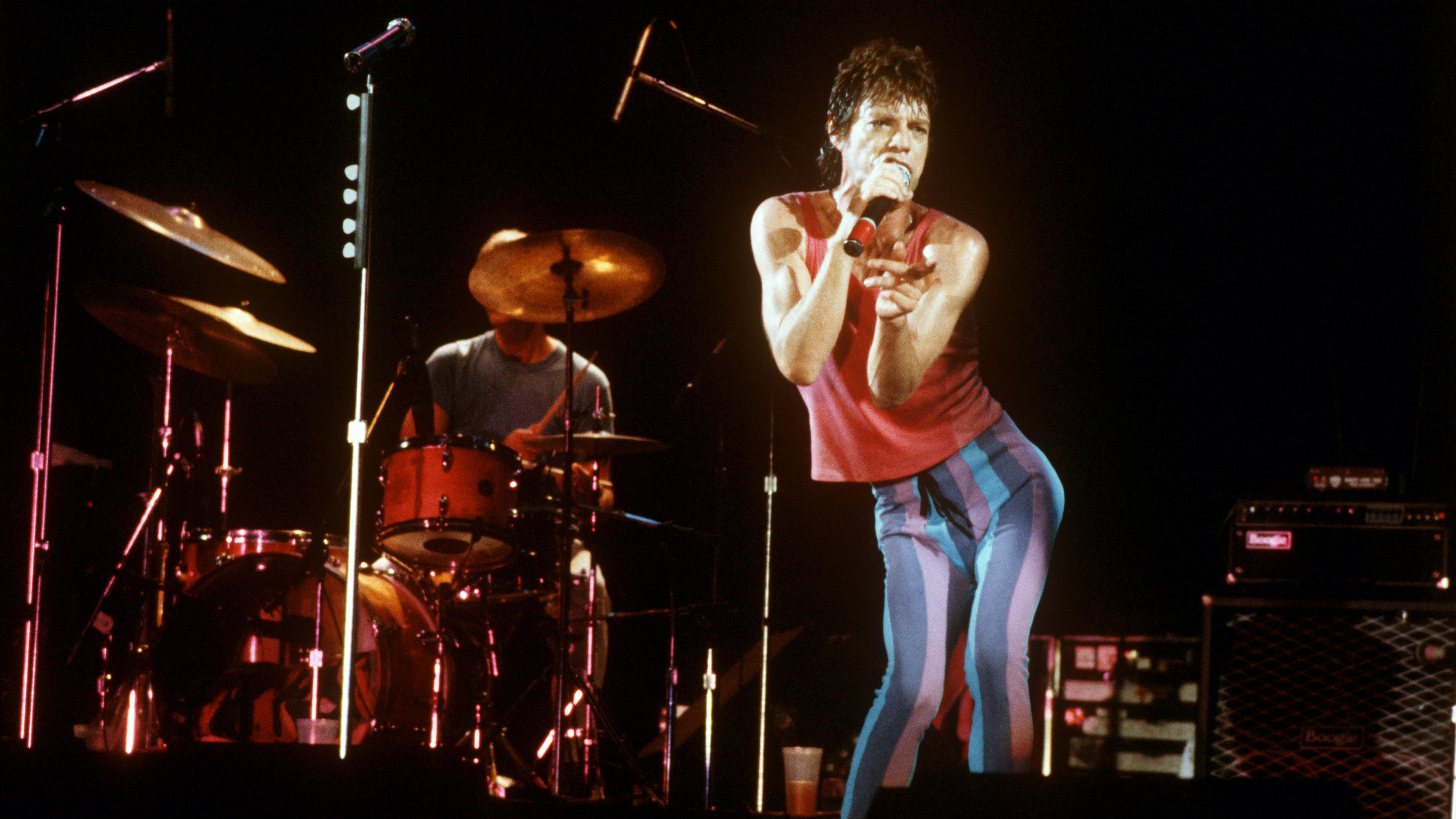 Mick Jagger während des Konzertes der Rolling Stones 1982