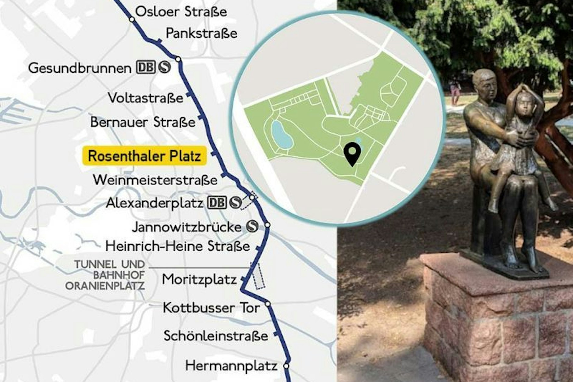 <strong>Treffpunkt</strong>/<strong>Start</strong> der Rallye an der Statue „Mutter und Kind“ im Weinbergpark im Prenzlauer Berg