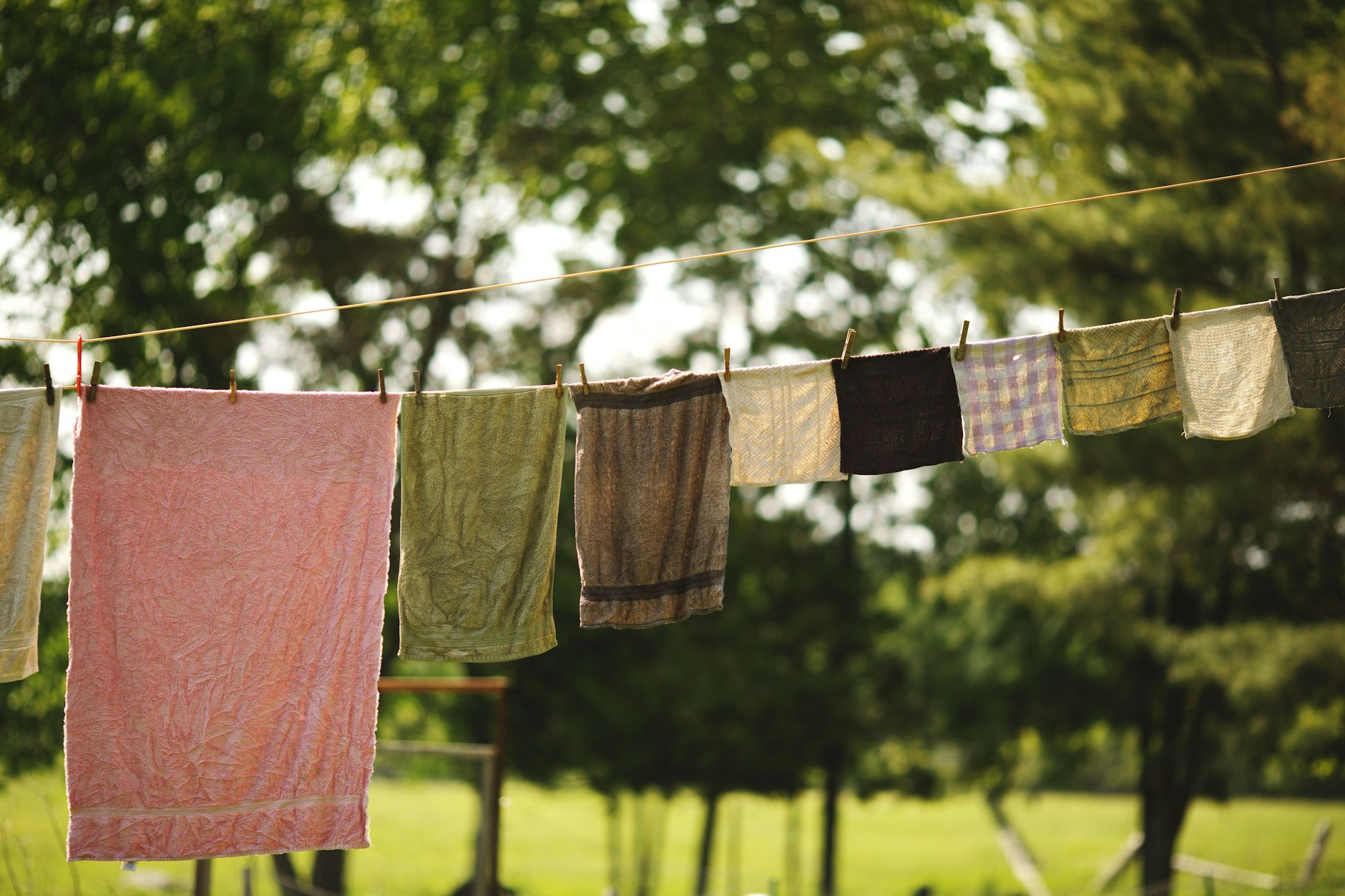 Trocknet auch so und schont die Umwelt: Wäsche auf der Leine. Außerdem gilt: Die Waschmaschine möglichst nur sparsam zum Einsatz bringen – sie ist ein gieriger Stromfresser.
