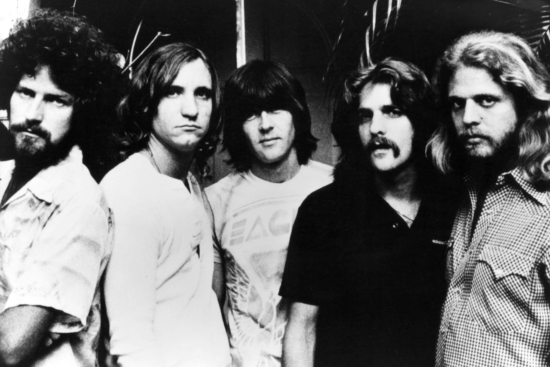Die Eagles in den 70er-Jahren mit Don Henley, Joe Walsh, Randy Meisner (Bildmitte), Glenn Frey und Don Felder